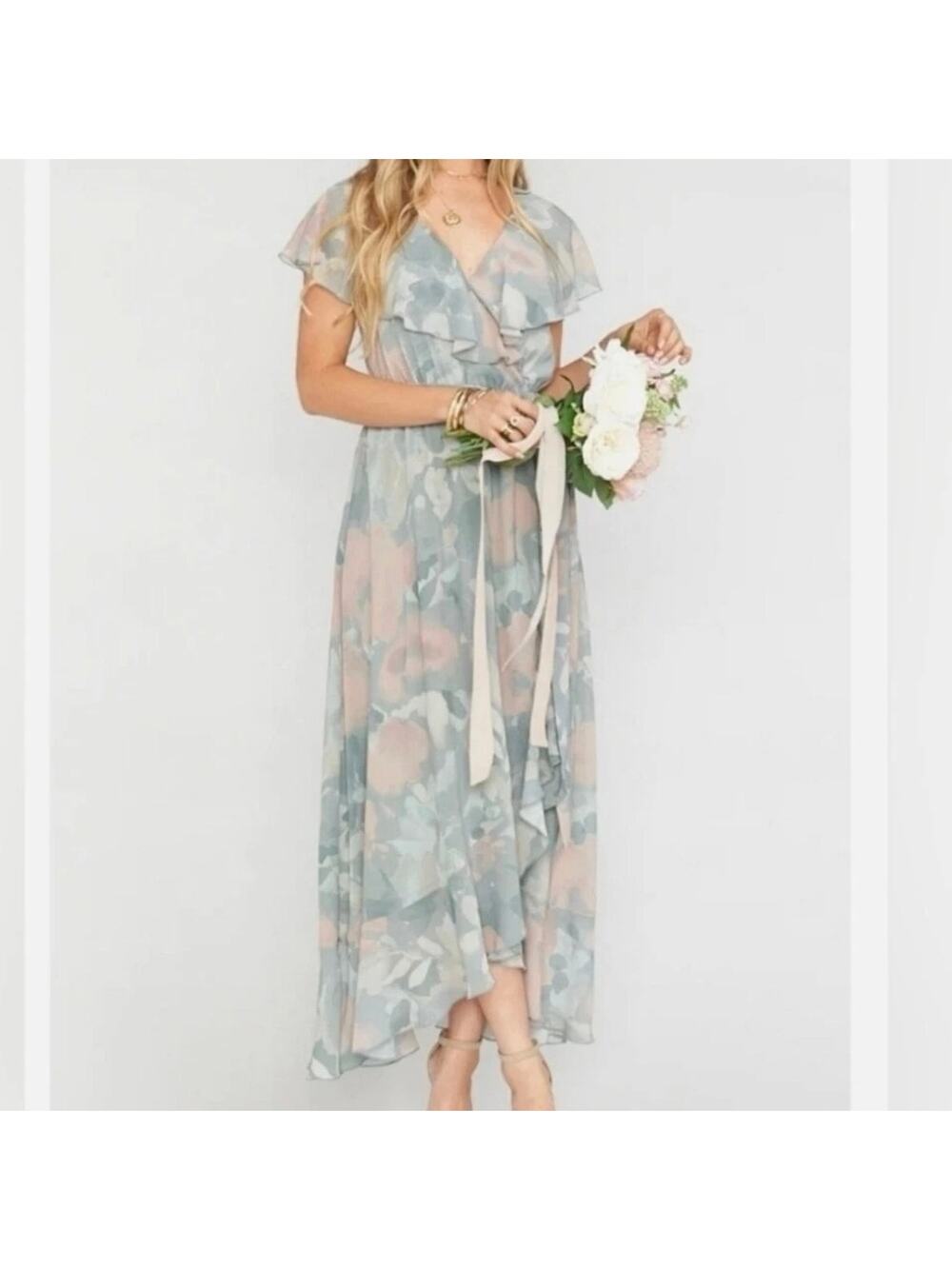 Show Me Your Mumu XS Jess Ruffle Midi Floral Feminine Dress Wedding Bridesmaid
